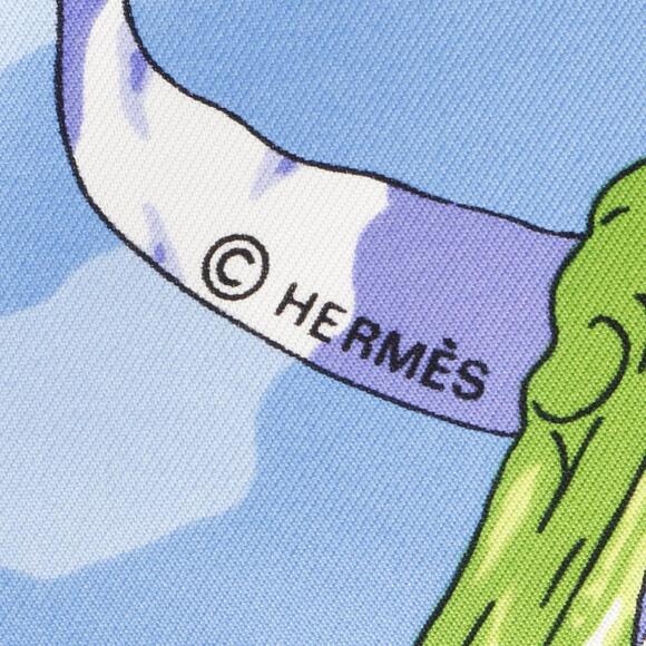 HERMES Authentic Blue Silk Scarf - Picture 2 of 6